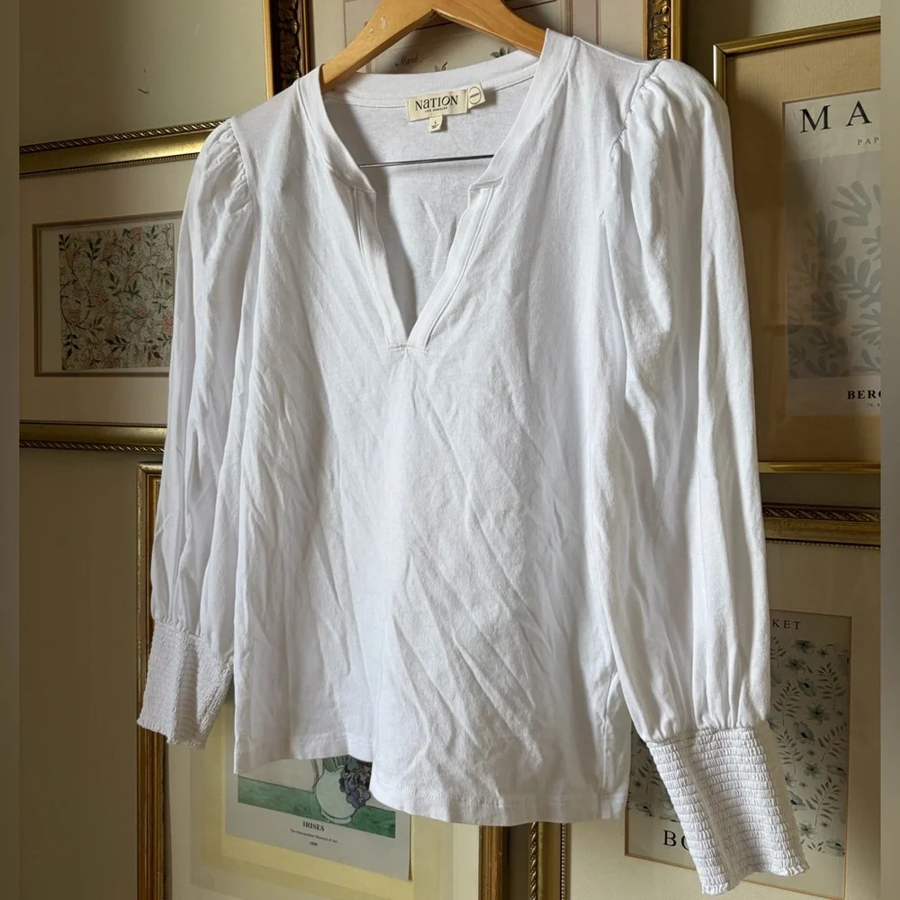 Nation LTD Flora Peasant Tee White Large 100% cotton - Picture 4 of 9